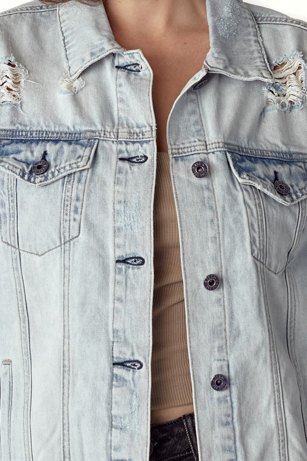 Stilla | Distressed Button Up Jacket