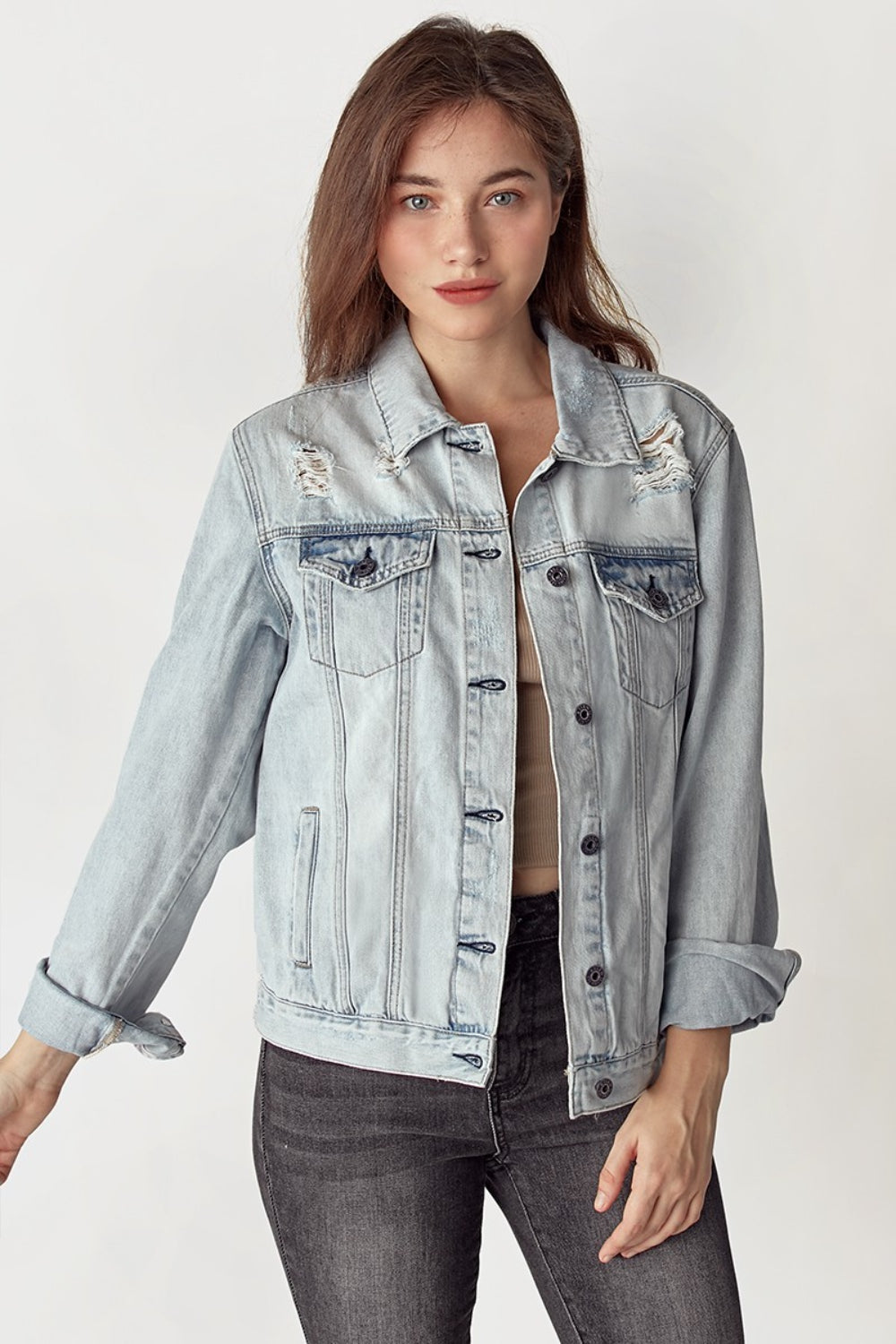 Stilla | Distressed Button Up Jacket