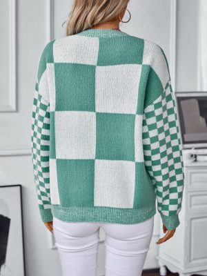 Stilla | Farveblok Rundhalset sweater med ærmer