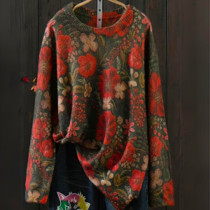 Stilla | Farverig Dame Blomsterpullover Udsalg