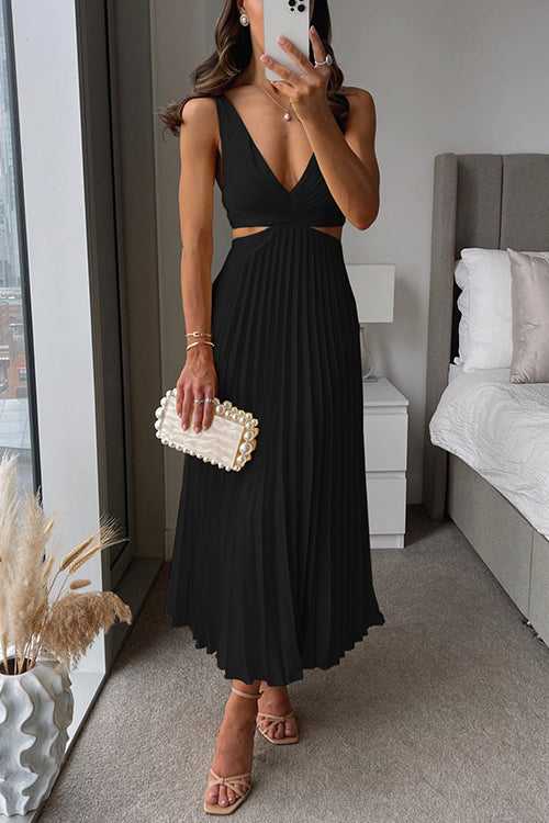Stilla | Plisseret Plunge Midi Kjole Online