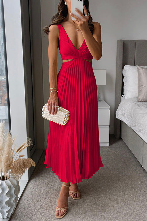 Stilla | Plisseret Plunge Midi Kjole Online