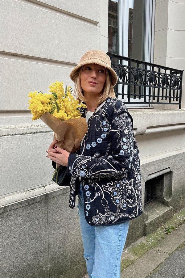 Stilla | Årgang Jakke Med Blomsterprint Online salg