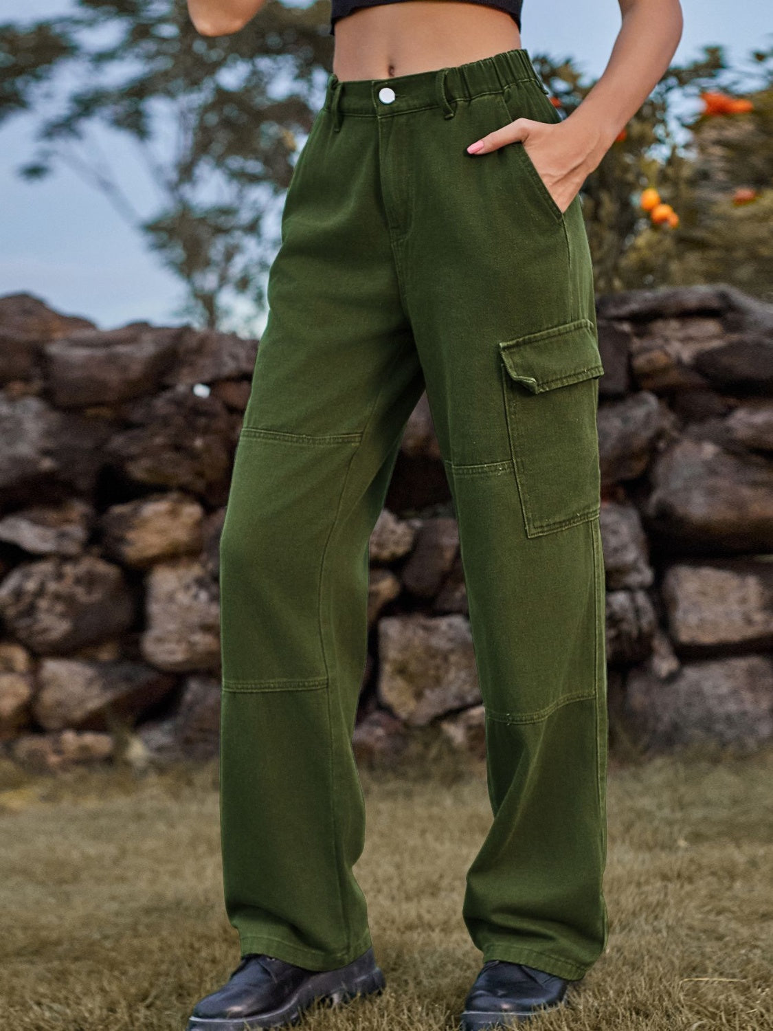 Stilla | Talje Cargo Straight Jeans Online