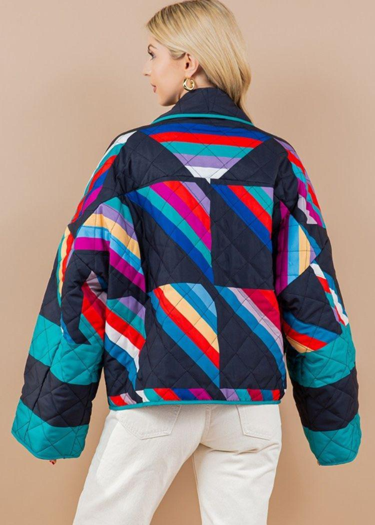 Stilla | Rig Patchwork Frakke Med Bredde Ærmer