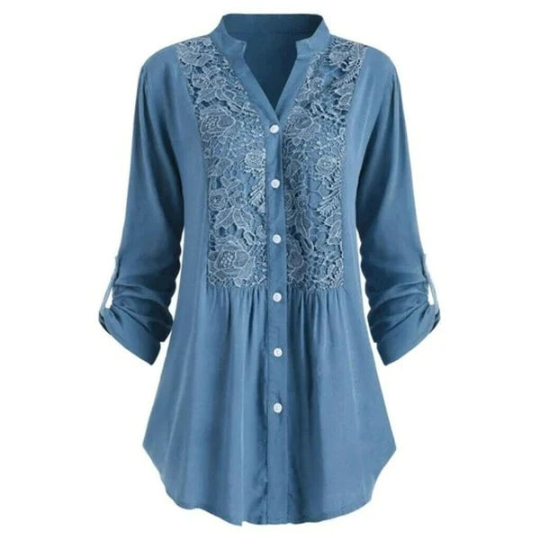 Stilla | Blouse Langærmet Bluse Med Blonde