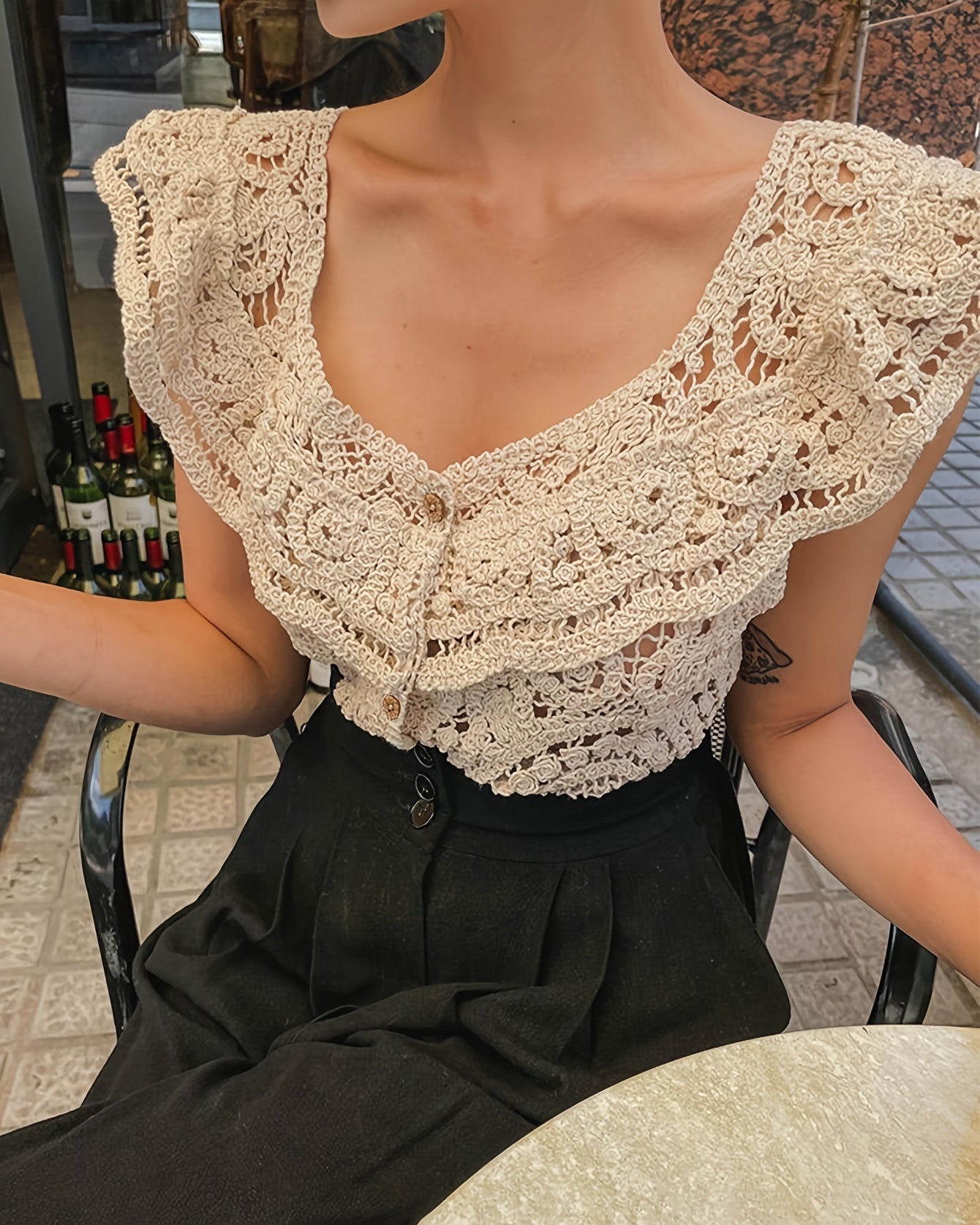 Stilla | Elegant Boho Bluse Med Knaplukning