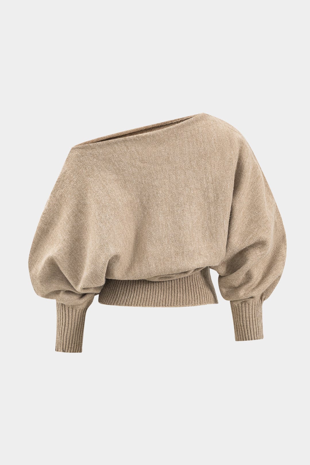 Stilla | Stilfuld Strik to Dels Sæt Med One Shoulder Trøje & Højtaljede Shorts Mode