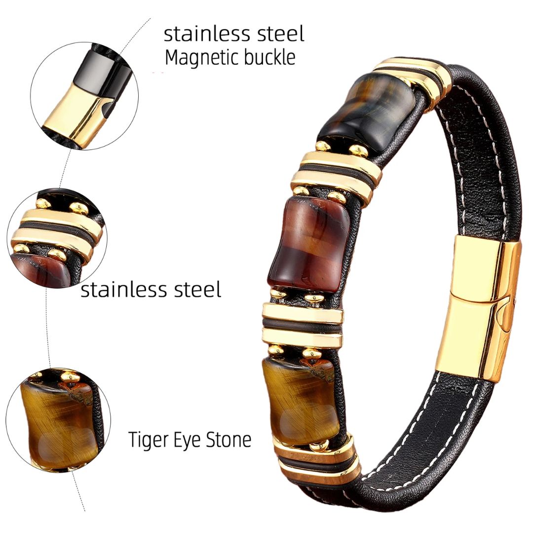 Stilla | Tigerøje Natursten Læderarmbånd Rabat