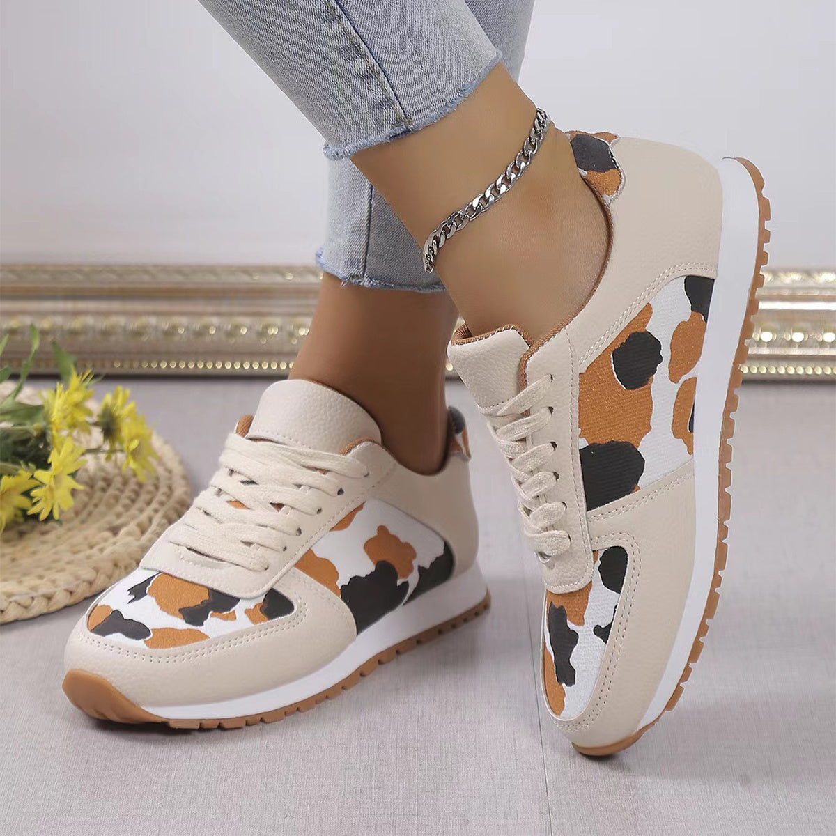 Stilla | Dame Sneakers Med Leopardsmønster Udsalg