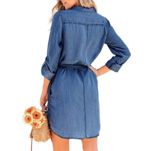 Stilla | Denim Skjortekjole Bomuld Casual og Chic Hot på udsalg