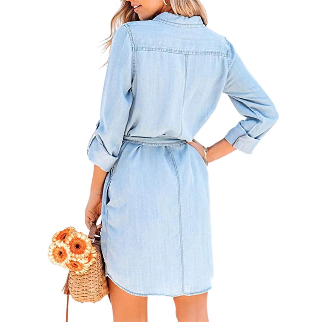 Stilla | Denim Skjortekjole Bomuld Casual og Chic Hot på udsalg