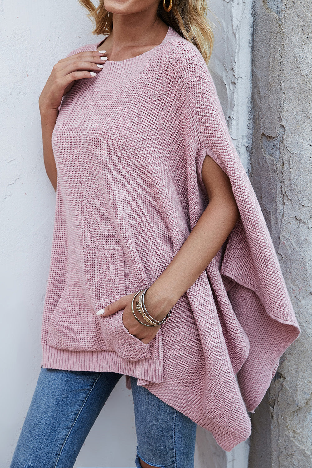 Stilla | Strik Pocketed Cape Sleeve Sweater