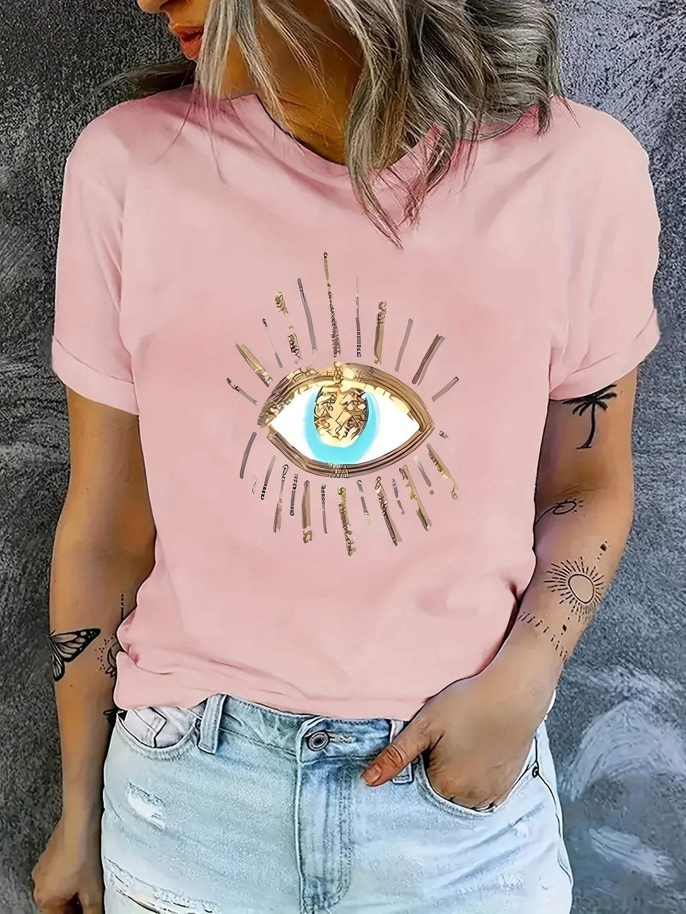 Stilla | T-shirt Dame Grafisk Print Komfortabel Perfekt Til Hverdag Udsalg