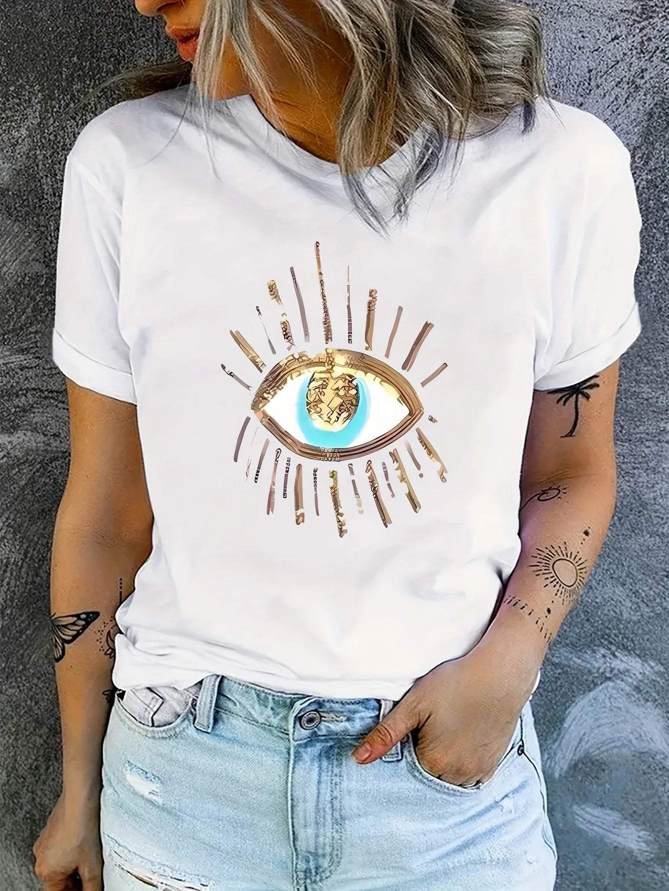 Stilla | T-shirt Dame Grafisk Print Komfortabel Perfekt Til Hverdag Udsalg