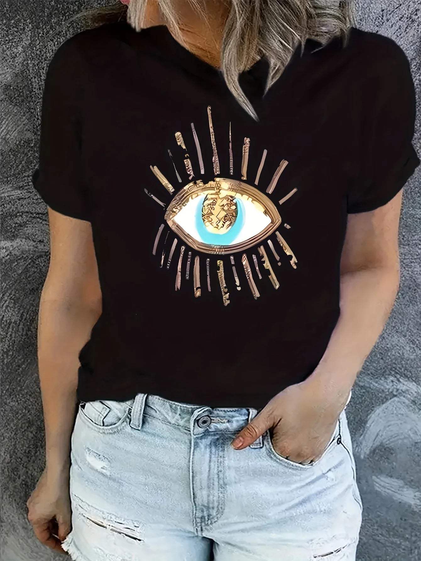 Stilla | T-shirt Dame Grafisk Print Komfortabel Perfekt Til Hverdag Udsalg