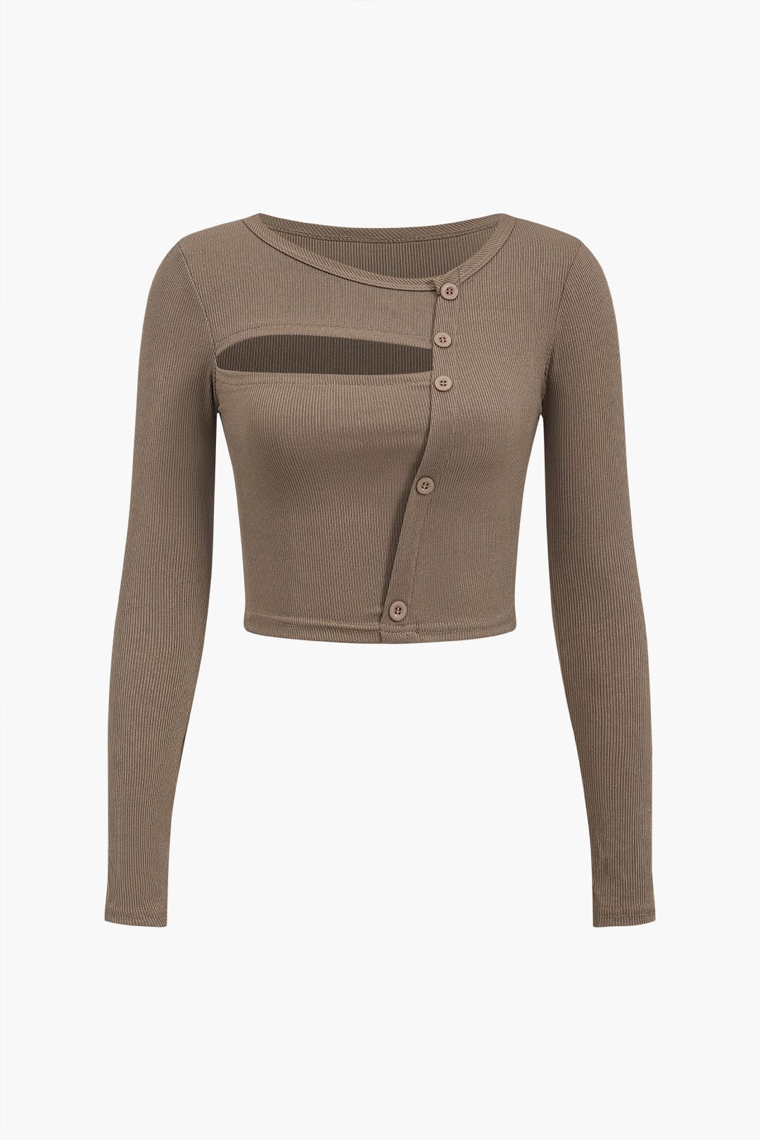 Stilla | Asymmetrisk Langærmet Top Med Cut Out & Knapdetaljer