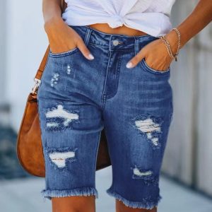 Stilla | Behagelige Slim Fit Jeans Med Frynset Kant Hot på udsalg