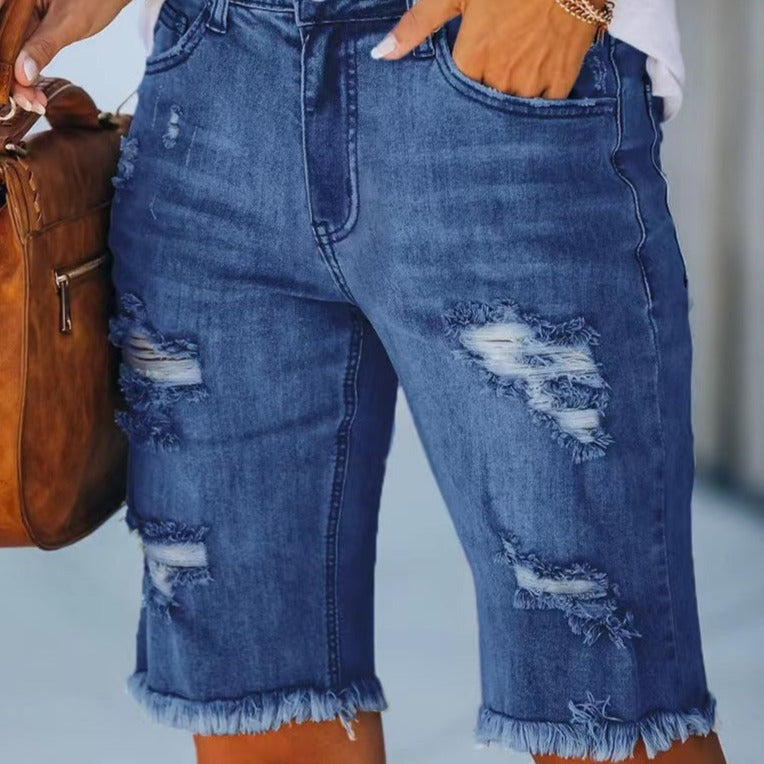 Stilla | Behagelige Slim Fit Jeans Med Frynset Kant Hot på udsalg