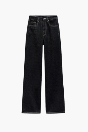 Stilla | Denim Sæt Elegant Taljeret Jeansjakke Med Bælte & Bred High Waist Bukser