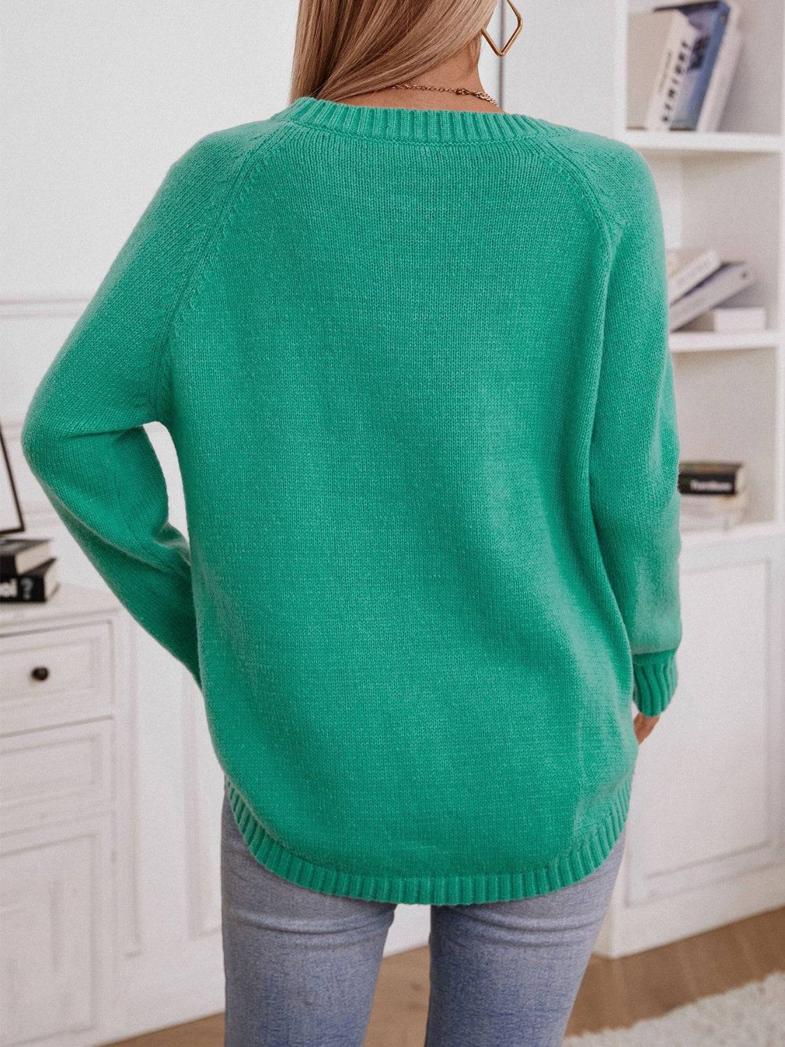 Stilla | Dekorativ Knap Rundhalset Raglanærme Pullover