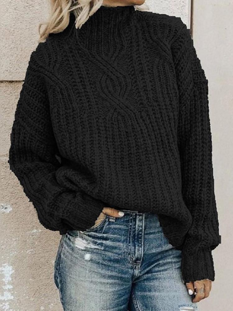 Stilla | Turtleneck Twist Solid Strikket Trøje Online Hot Salg