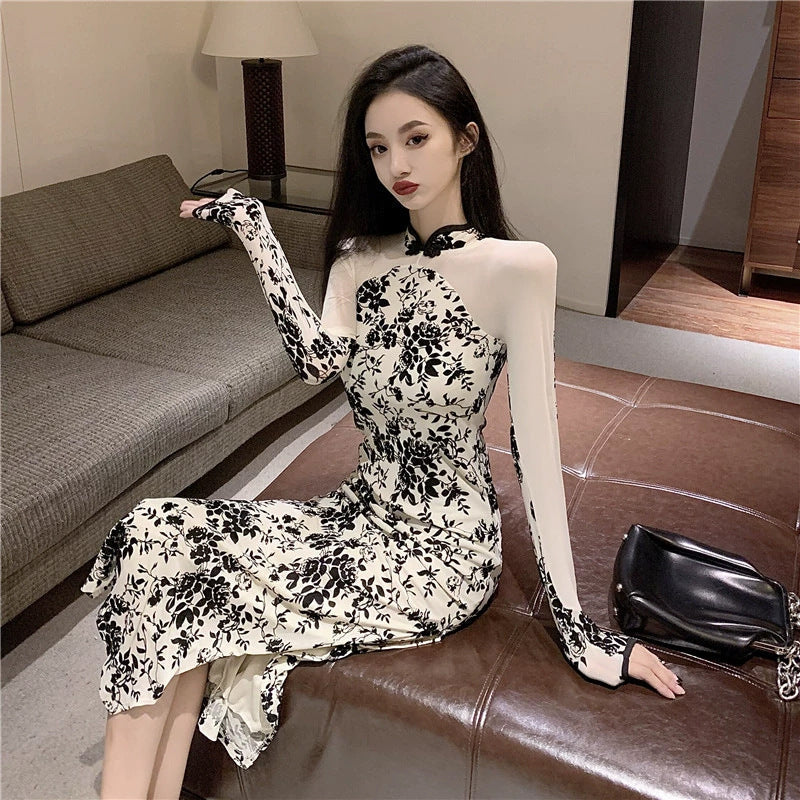 stilla-forfoerende-blonde-flock-hoej-split-bodycon-kjole_3.jpg Stilla | Forførende Blonde Flock Høj Split Bodycon Kjole på udsalg