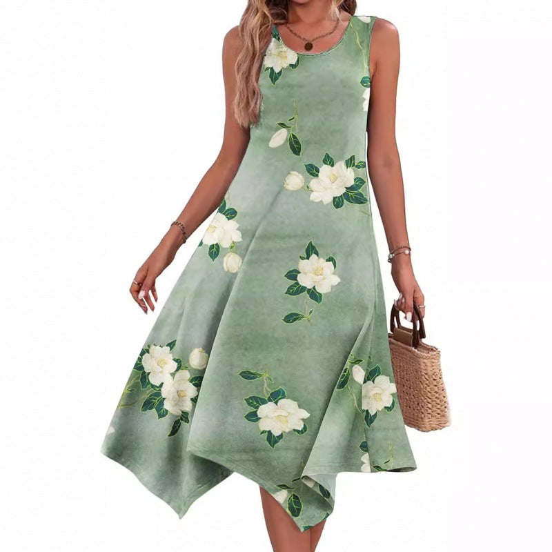 stilla-chic-fashion-printed-aermeloes-uregelmaessig-kant-kjole_1.jpg Stilla | Chic Fashion Printed Ærmeløs Uregelmæssig Kant Kjole Levere