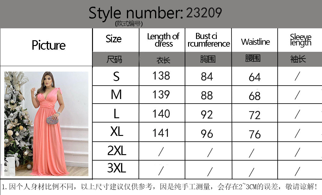 Stilla | Elegant V-hals Ærmeløs Plisseret Solid Maxi Kjole