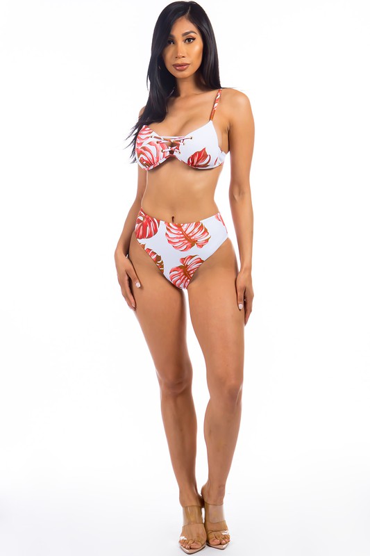 Stilla | Piece Tropical Leave Print Bikini
