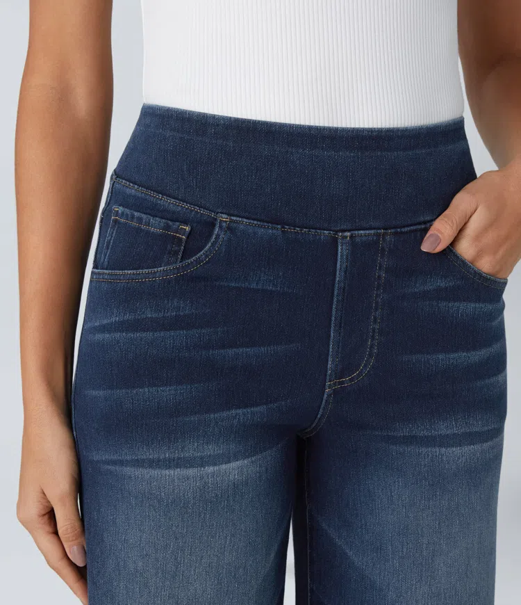 Stilla | Høj Talje Stretch Jeans Med Bred Ben Til Damer på udsalg