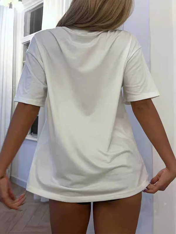 Stilla | Ny Modebillede Rund Hals Korte Ærmer T-shirt Online salg