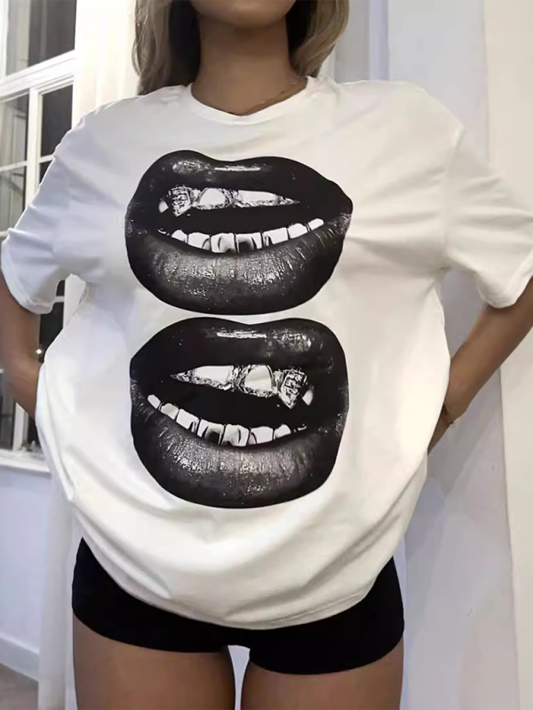 Stilla | Ny Modebillede Rund Hals Korte Ærmer T-shirt Online salg