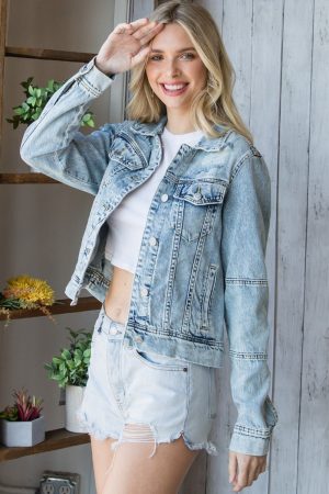 Stilla | Distressed Button up Denim Jakke