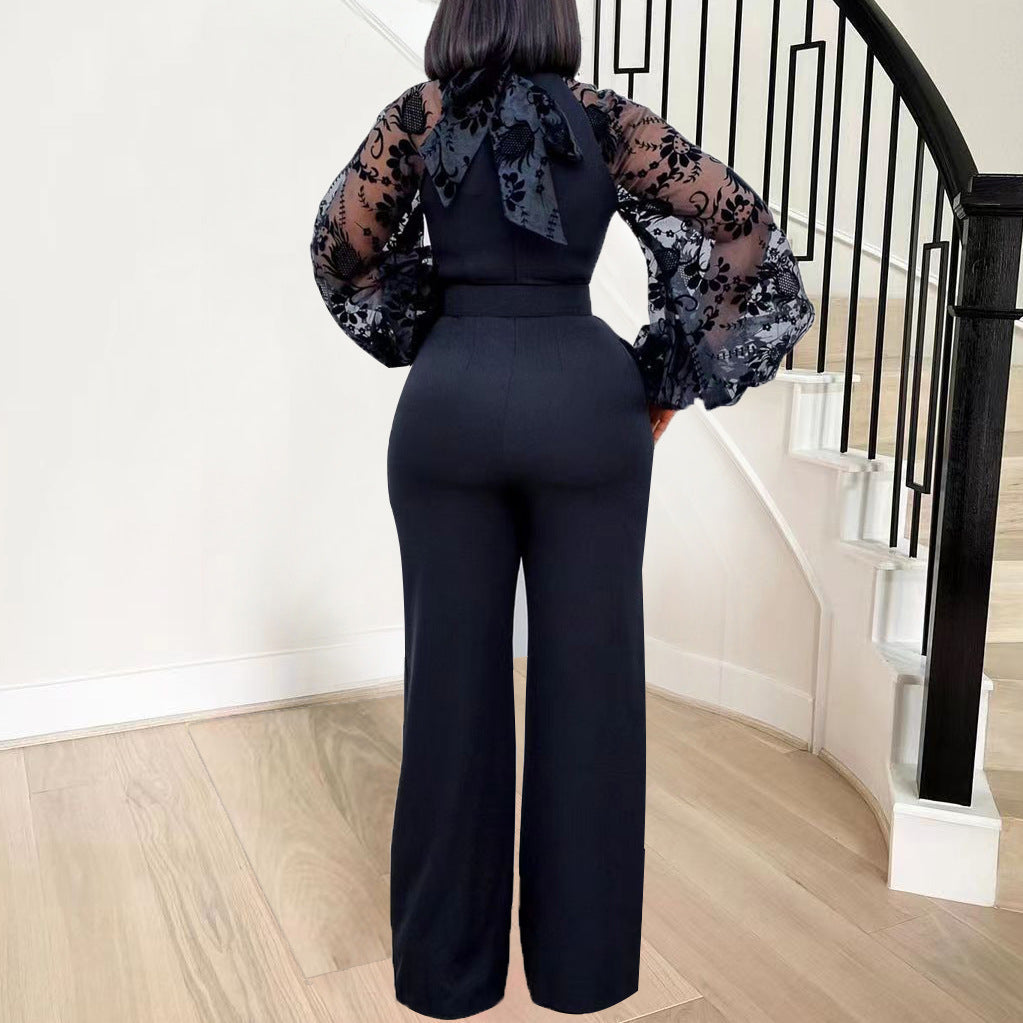 Stilla | Kvinders Blonder Silke Jumpsuit Med Store Ærmer