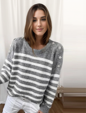 Stilla | Smart Stribet Pullover Med Lange Ærmer Online salg