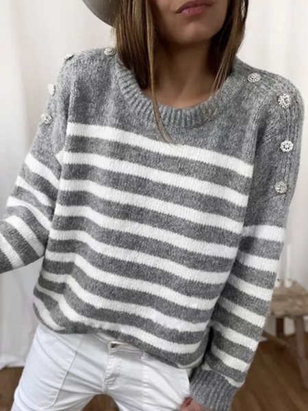 Stilla | Smart Stribet Pullover Med Lange Ærmer Online salg