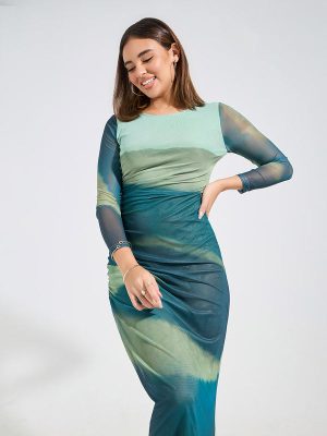 Stilla | Tie Dye Mesh Maxikjole Grøn Online