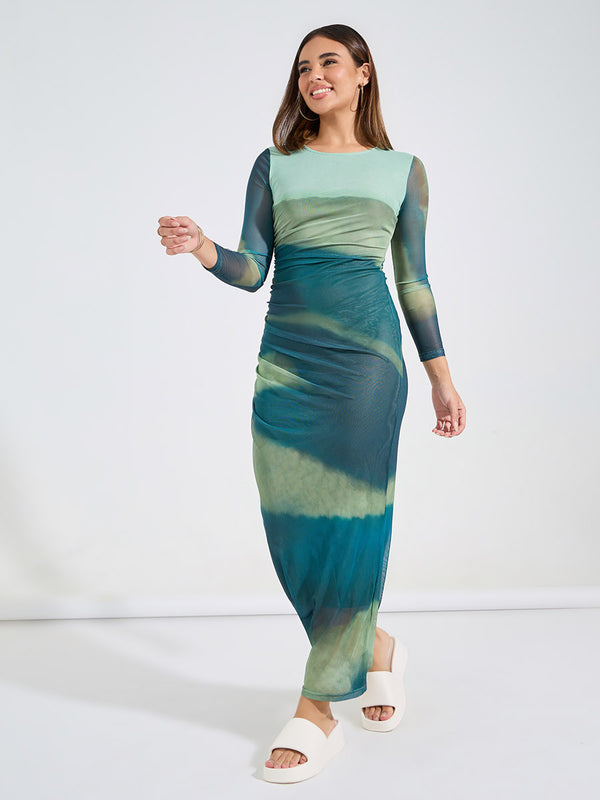 Stilla | Tie Dye Mesh Maxikjole Grøn Online