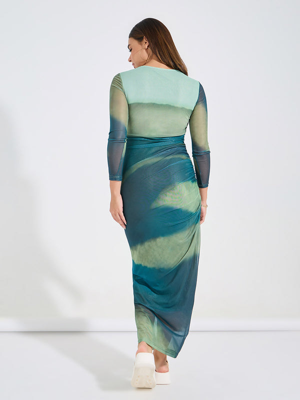 Stilla | Tie Dye Mesh Maxikjole Grøn Online