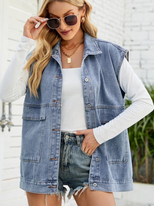 Stilla | Ny denimvest sommermode-trend denim uden ærmer vest