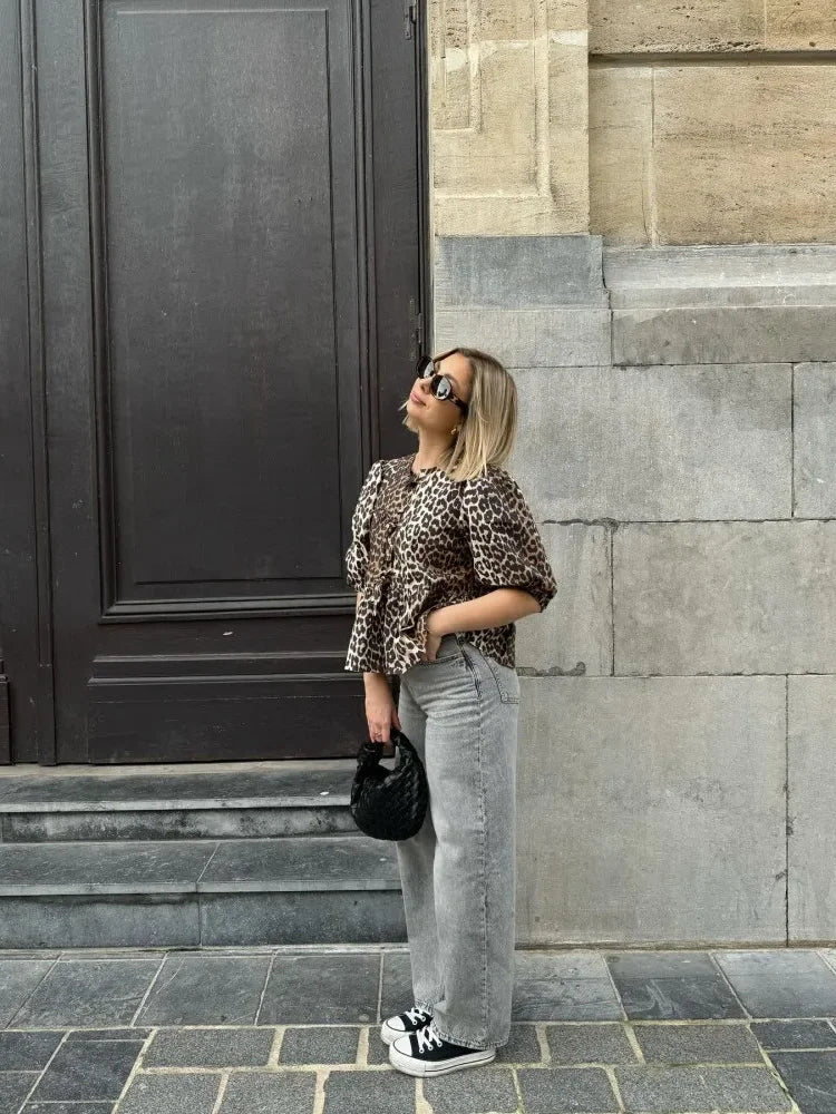 Stilla | Sløjfe Leopard Print Dame Top