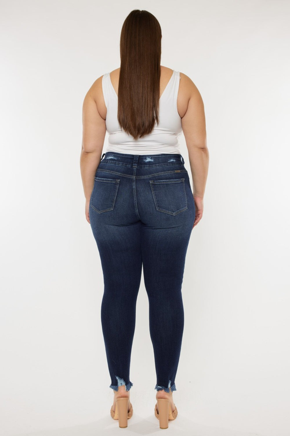Stilla | Full Size Cat's Whiskers Raw Hem High Waist Jeans