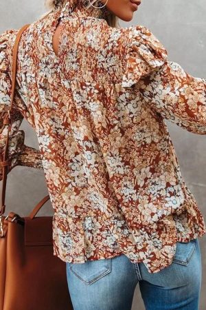 Stilla | Smocked Lantern Sleeve Ruffled Blouse