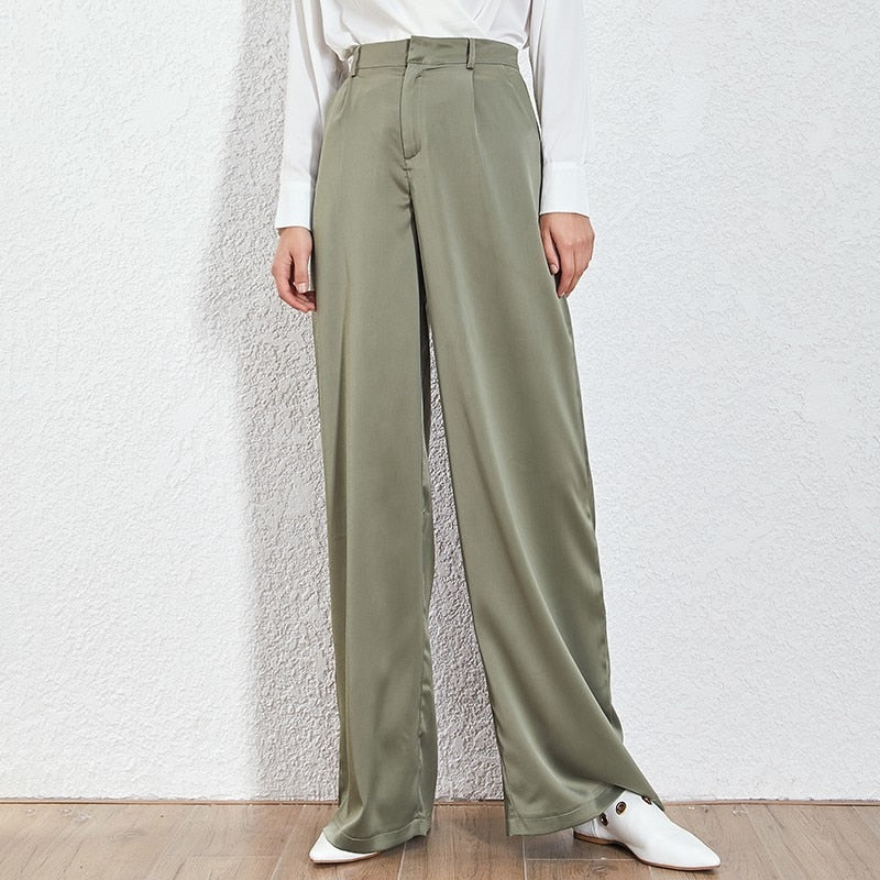 Stilla | Casual Loose Bukser Høj Talje Maxi Bred Benform Pants