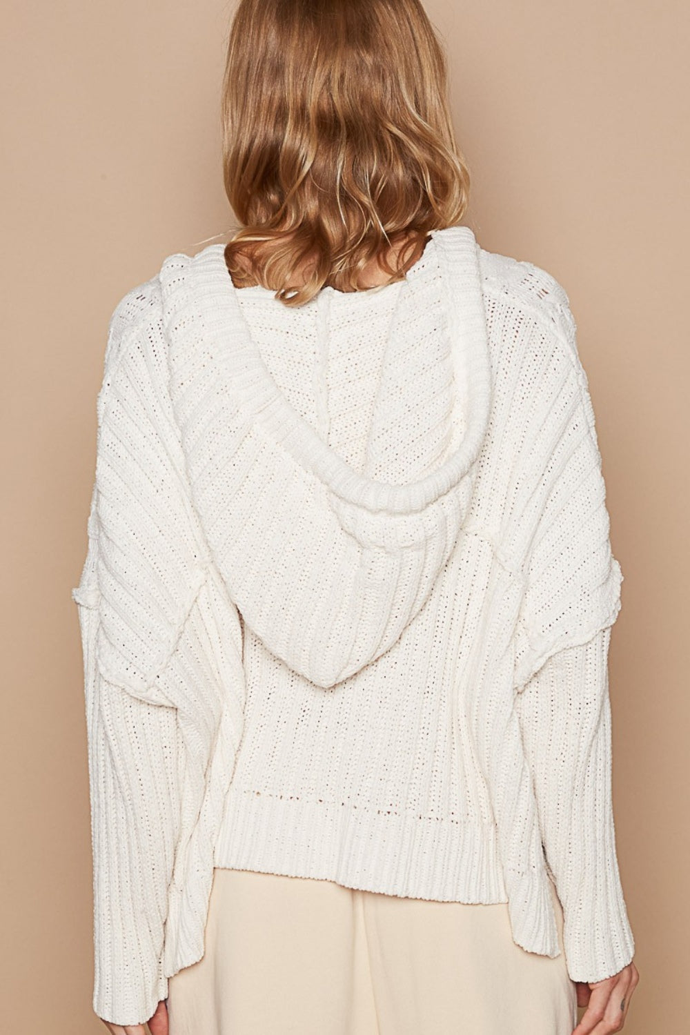 Stilla | Rib Væv Ærmer Hætte Kabel Strik Sweater Mode