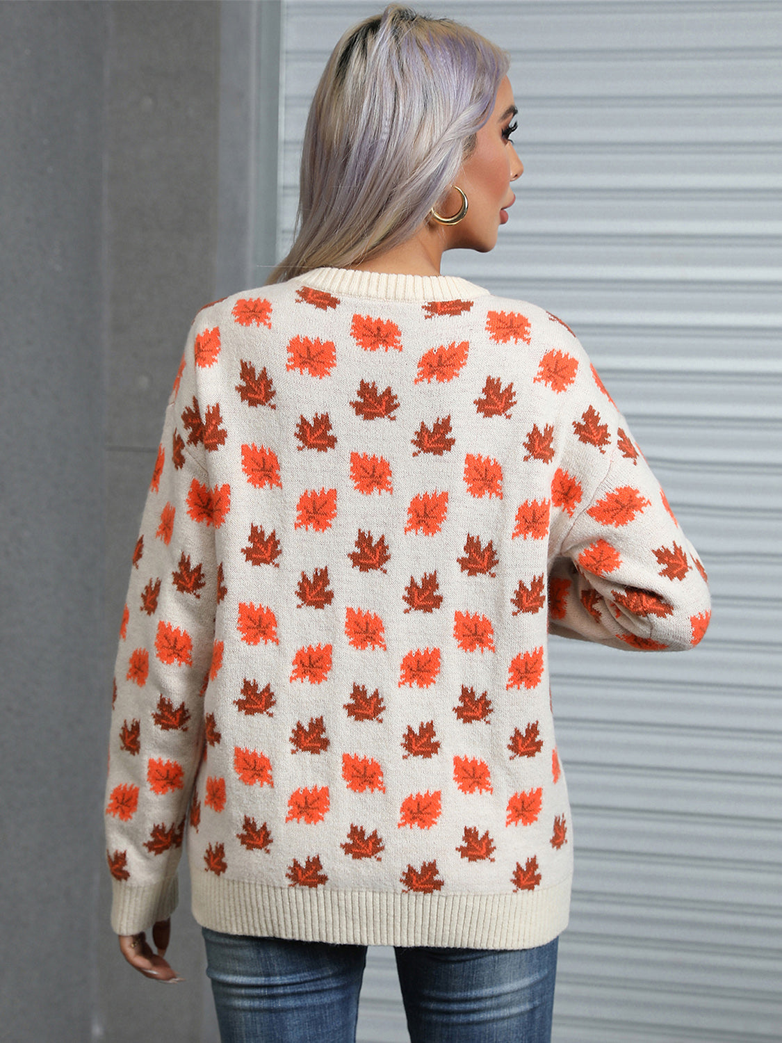 Stilla | Wings Ahornblad Rund Hals Langærmet Sweater Mode