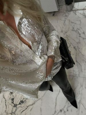 Stilla | Oversize Glimmer Skjortekjole Til Damer, Egnet Til Fester Og Elegant Online Hot Salg