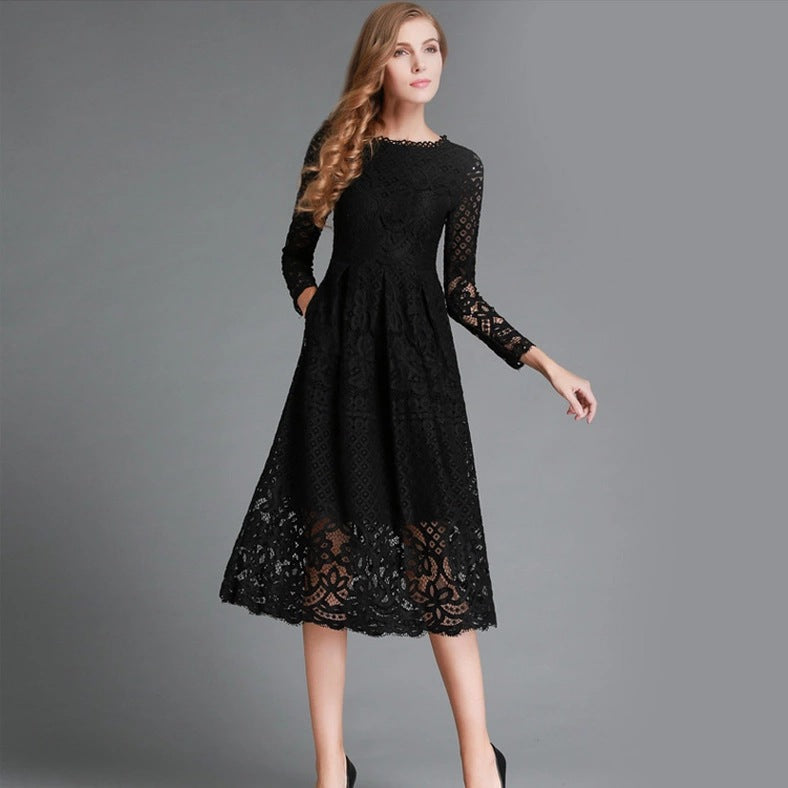 Stilla | Elegant Blonde Langærmet Slim Fit Midi Kjole