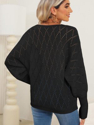 Stilla | Pullover med lange ærmer og V-udskæring samt spidsafslutning